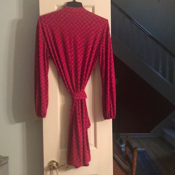 Mod/ retro long sleeved dress red & burgundy - Picture 3 of 4